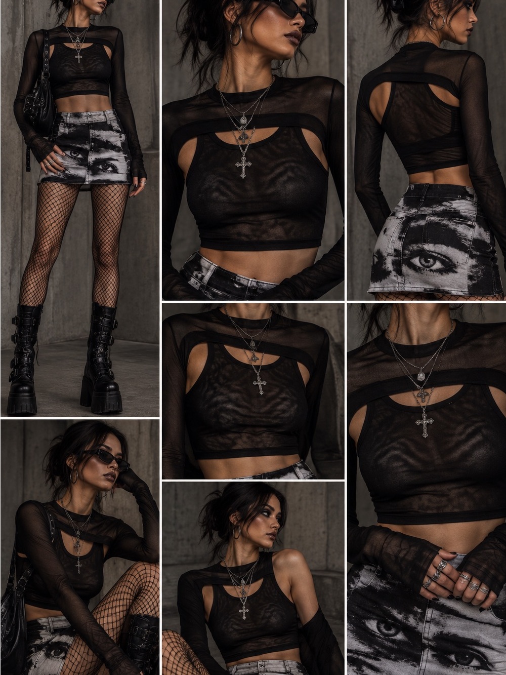 2pc set Sheer Black Crop Top w/ matching Shrug